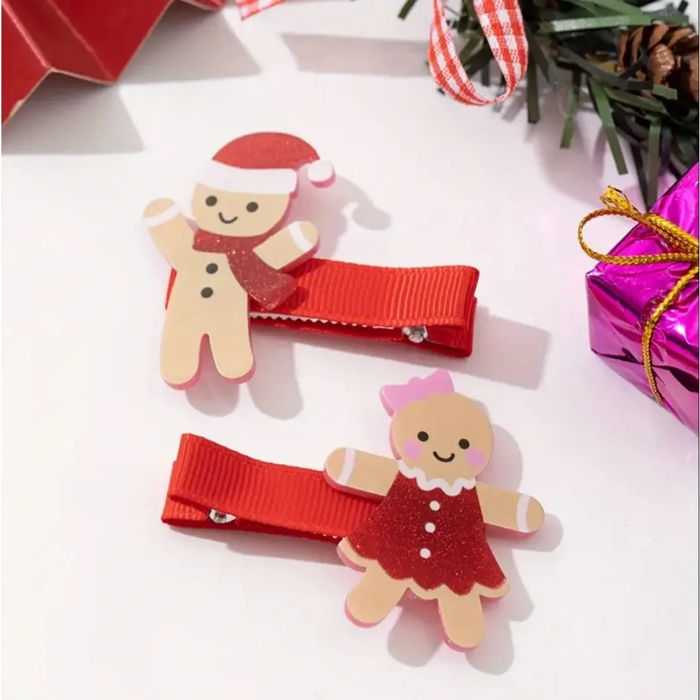 (2) Gingerbread Hair Clips New